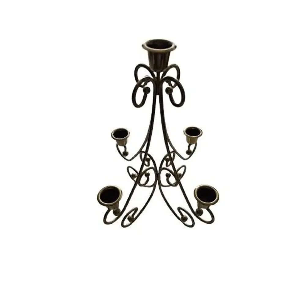 Vintage Home Interiors MCM Brass Plated Candle Holder Candelabra Centerpiece